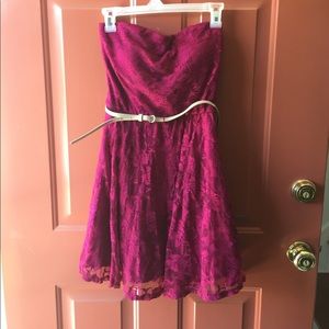 Love Reign Lace Dress Strapless Maroon Large
